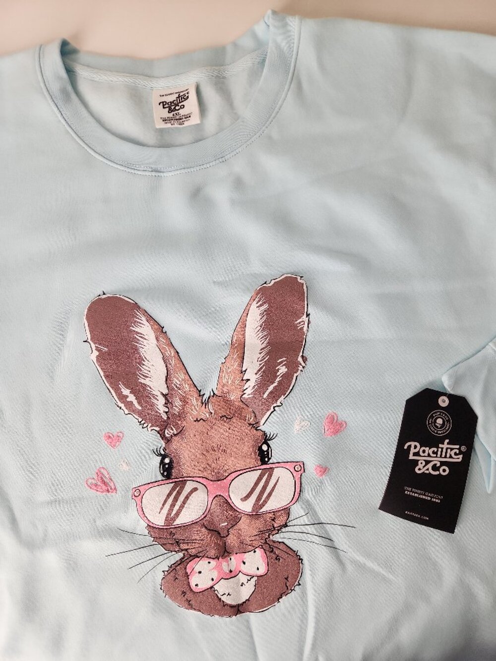 NWT Classic Sweatshirt Plus Peter Rabbit Bunny With Glasses blue pink 4XL